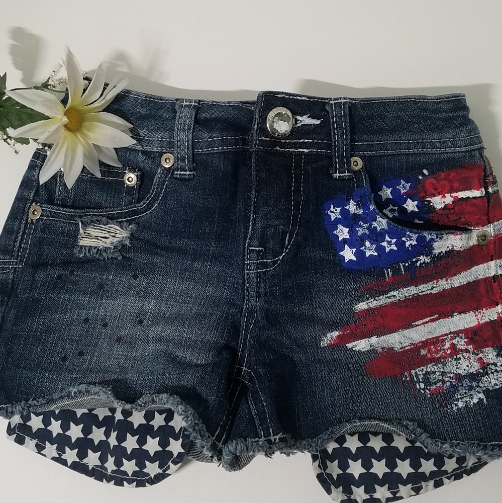 Justice Girls American Flag Jean Shorts: size 10